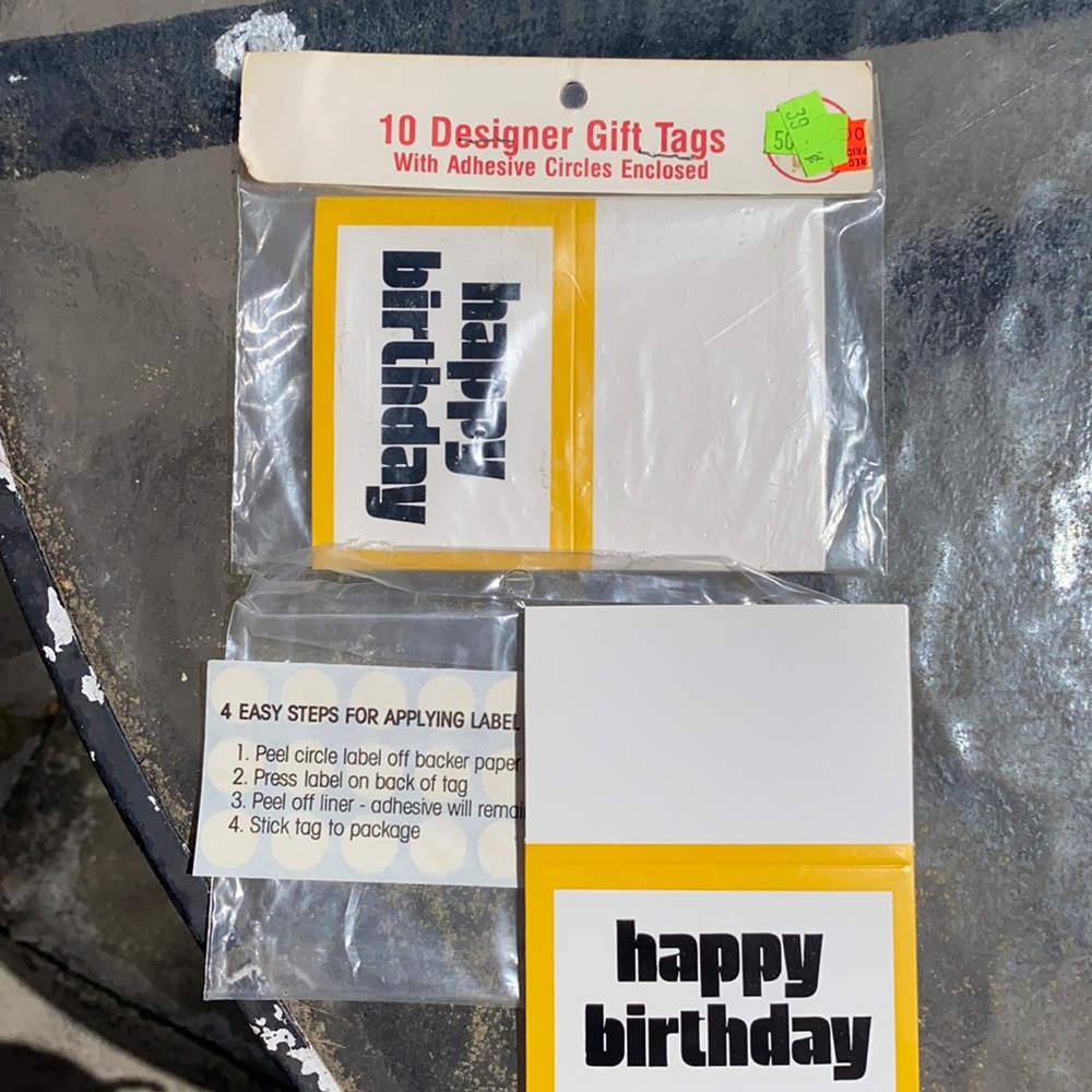 4 packs,HappyBirthday gift tags w adhesive circles